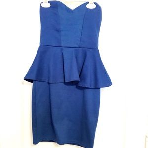 Blue peplum cocktail dress